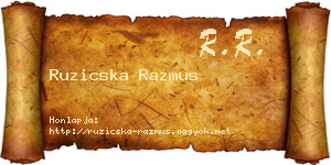 Ruzicska Razmus névjegykártya